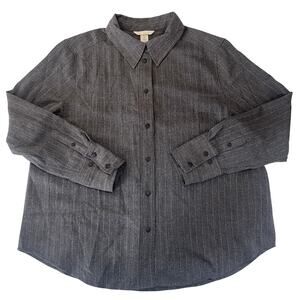 H&M Loose Fit Twill Shirt Button Down Gray Workwear Size Womens Large